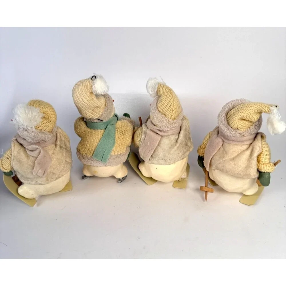 Vintage Skiing and Skating Snowmen Set of 4 Christmas Holiday Playful WinterREAD